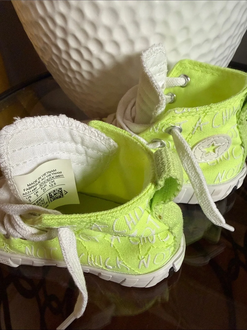 Converse Kids High-Top Sneakers in Neon Lime with White Accents